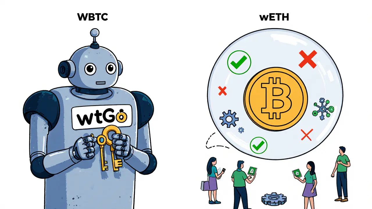 WBTC controlled by a single robot vs wETH floating freely in a smart contract bubble