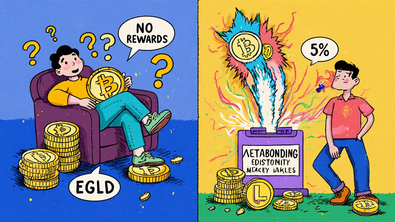 Contrasting lazy wallet holder vs active staker with reward streams