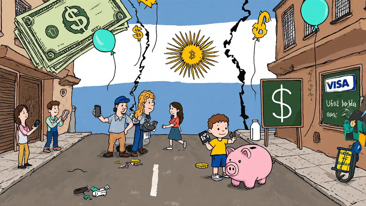 People in Argentina use crypto to pay for groceries, repairs, and send money, while peso bills are thrown away.