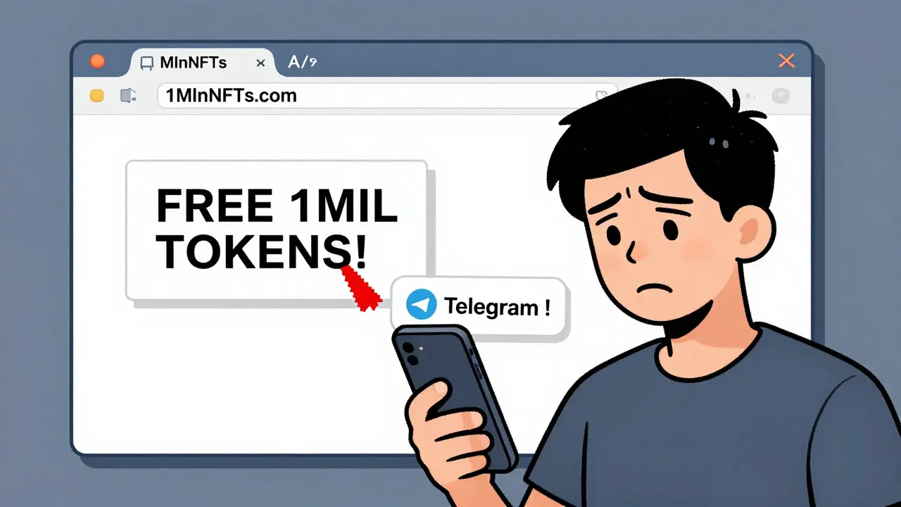 A person deceived by a fake crypto message, while someone peacefully paints a pixel on a real website.
