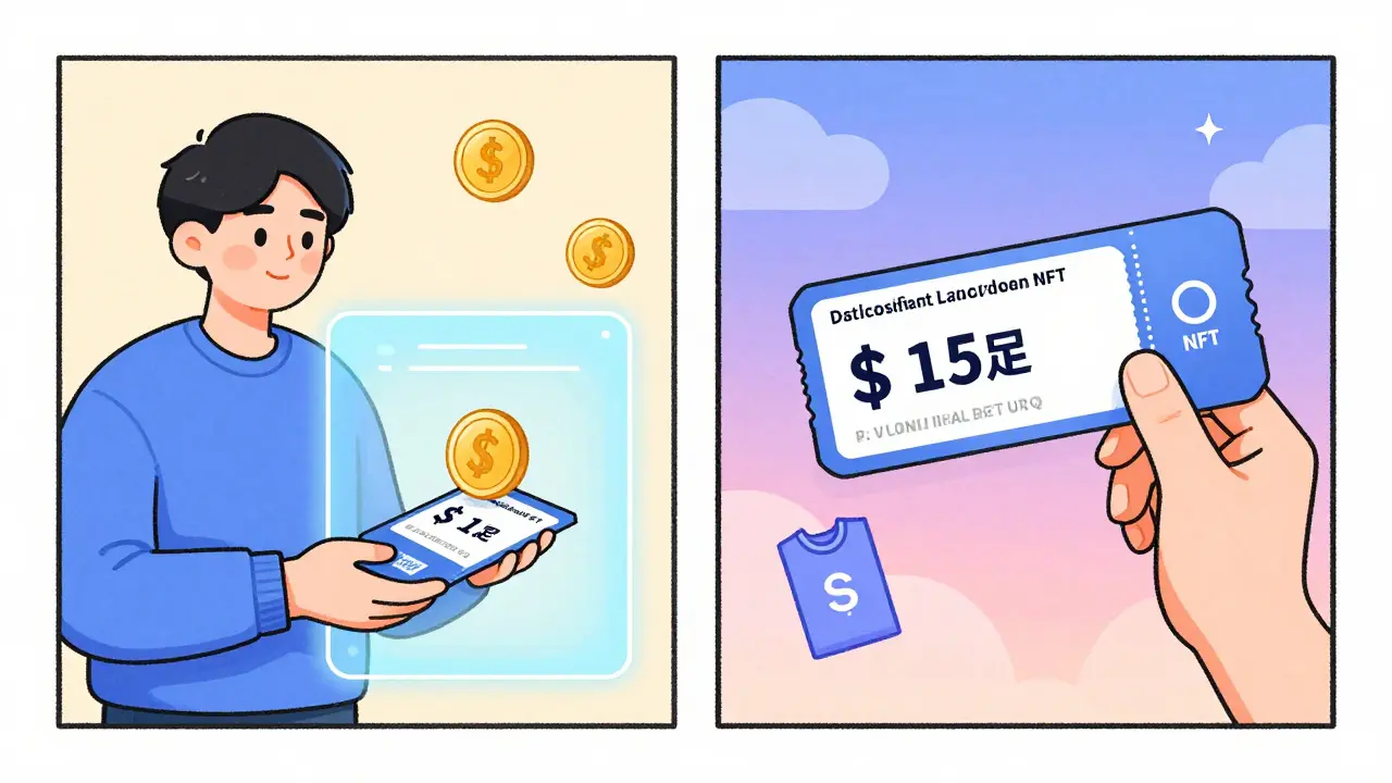 An artist receives royalty payments from a ticket resale, unlocking exclusive digital rewards.