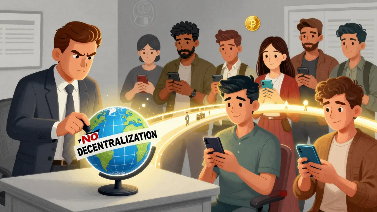 Government vs. people: control versus decentralized crypto use across nations.