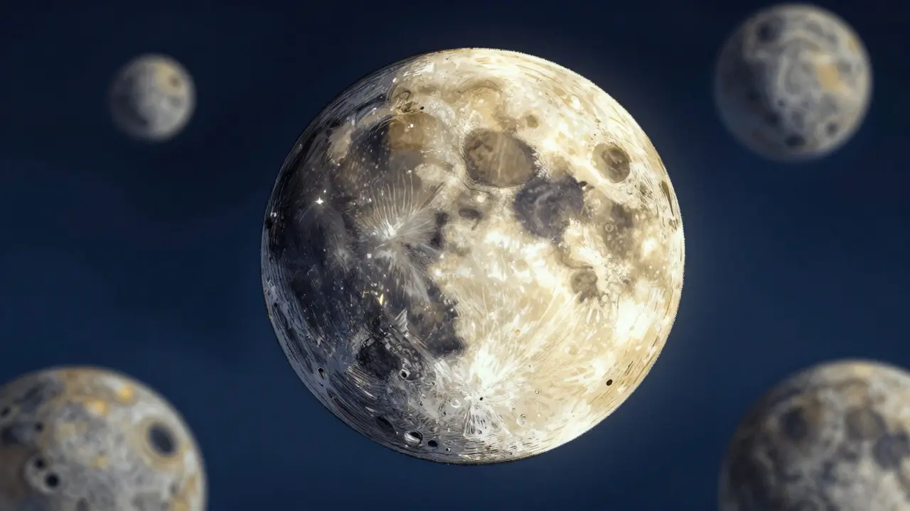 Single glowing lunar NFT with others fading in background.