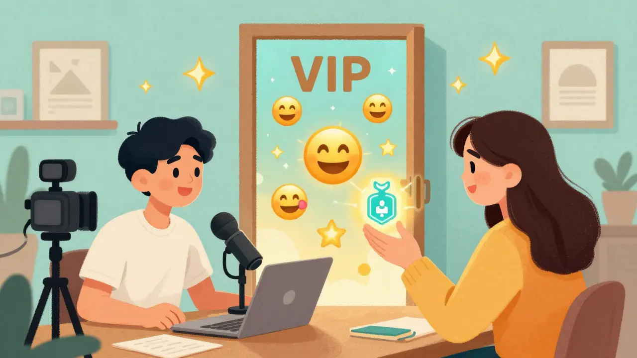 A fan using a digital token to unlock exclusive access to a creator's VIP lounge.