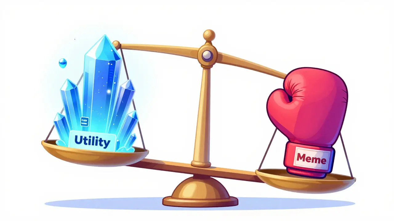 Illustration of a scale balancing a technical structure against a boxing glove.