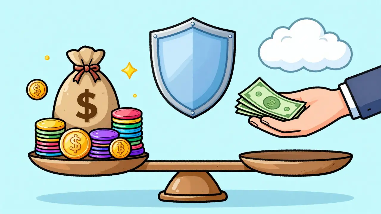 Balanced scale showing crypto assets and borrowing power limit