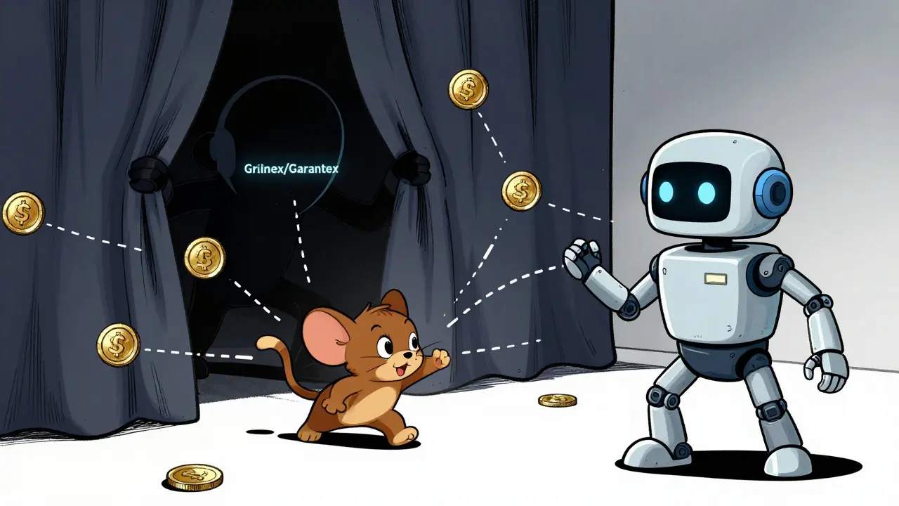 Illustration of AI detecting crypto money laundering networks