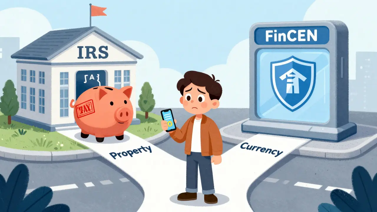 Person choosing between IRS tax path and crypto exchange