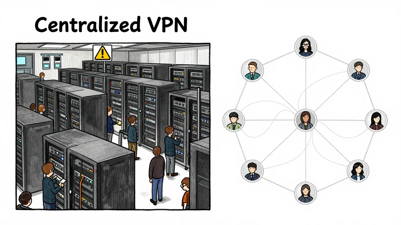 Comparison of centralized server farms versus decentralized mixnet nodes