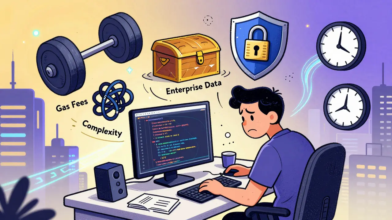 Developer struggling with coding complexity while protecting secure data