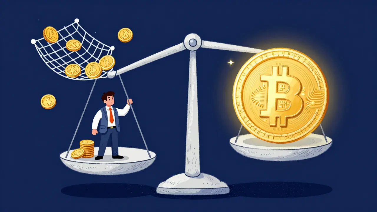 Hand-drawn image illustrating leverage and limited risk in crypto options trading.