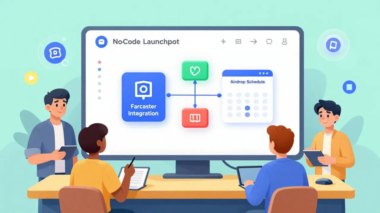 Illustration of users easily launching tokens via TokenBot's no-code tools.