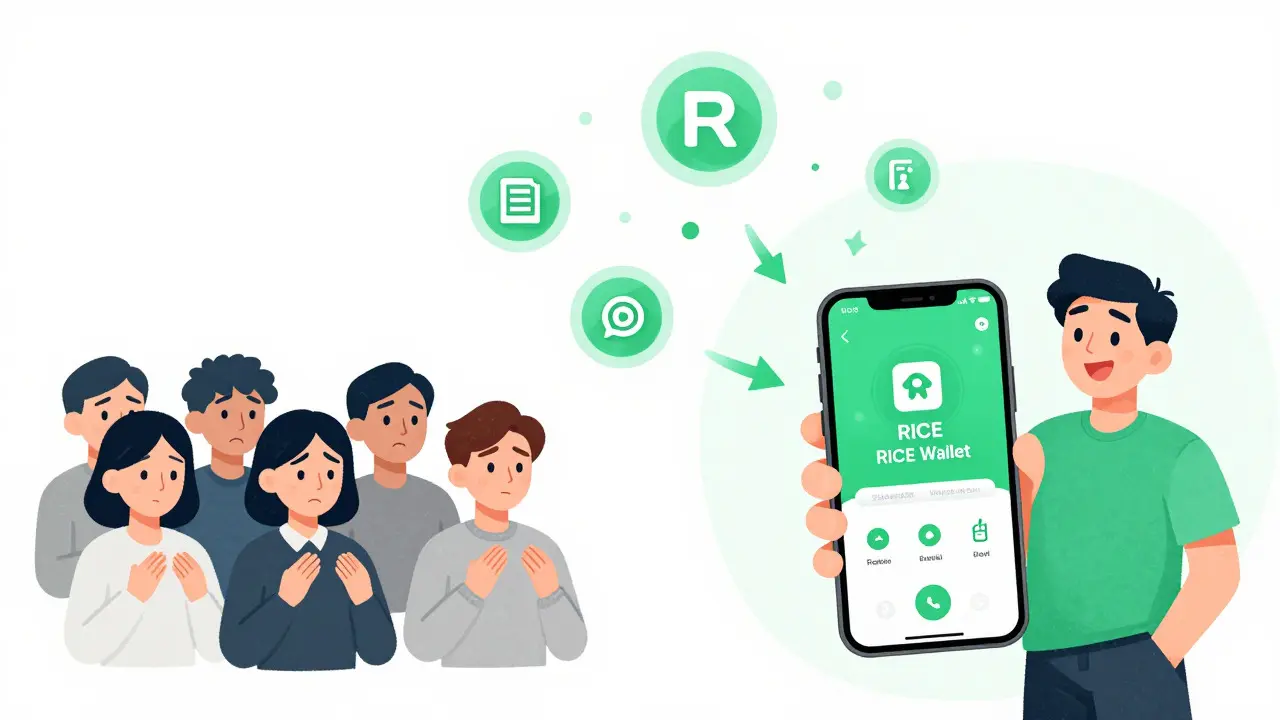 Winner using RICE Wallet app to claim crypto rewards