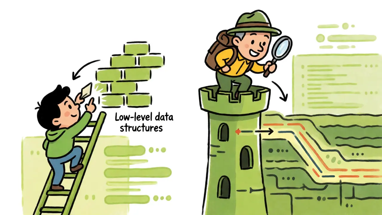Side-by-side comparison of bottom-up and top-down code review methods