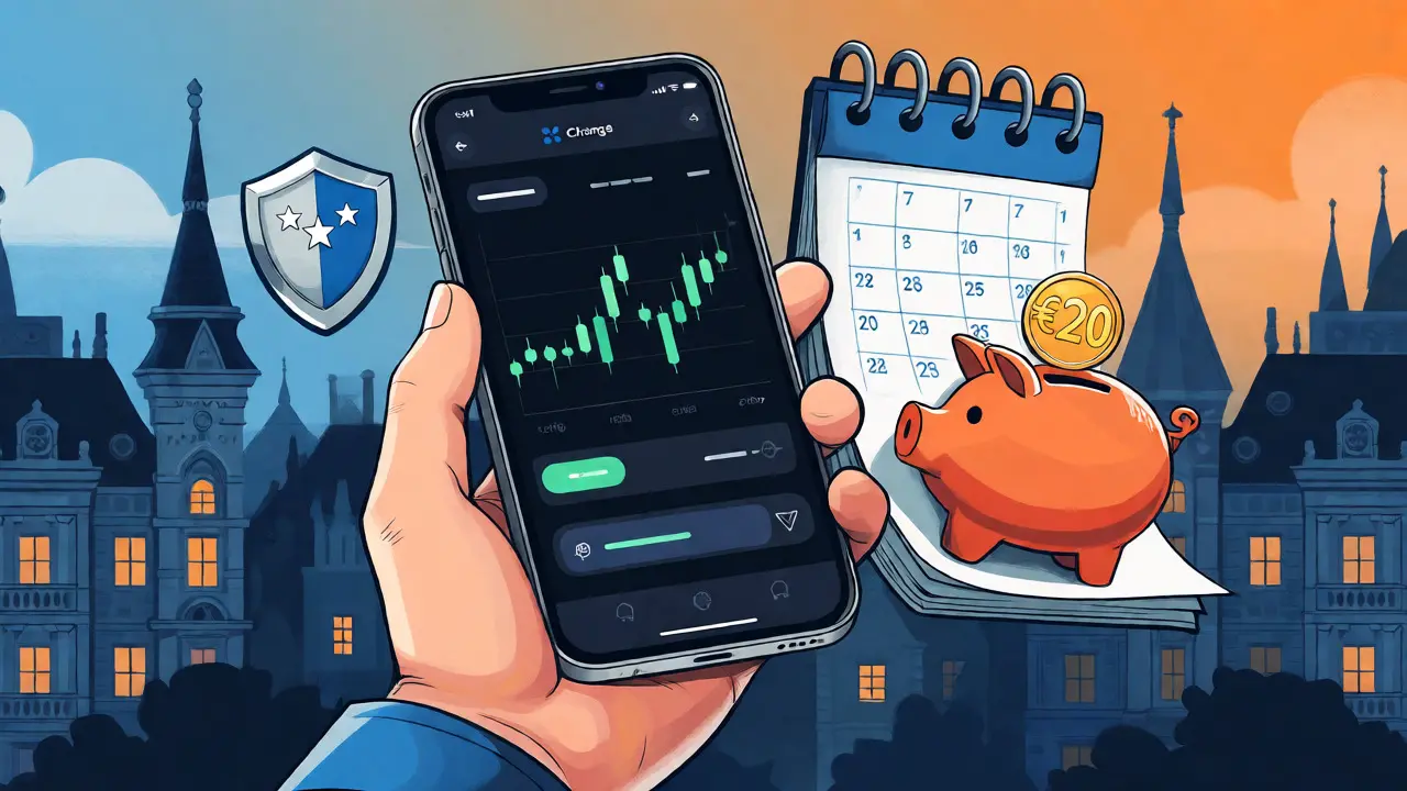 Smartphone trading app with hidden inactivity fee metaphor