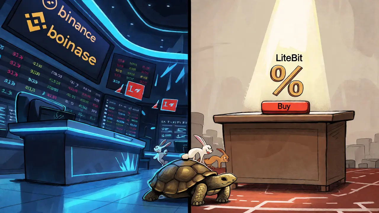 Split screen showing modern exchanges racing past a static, outdated broker model