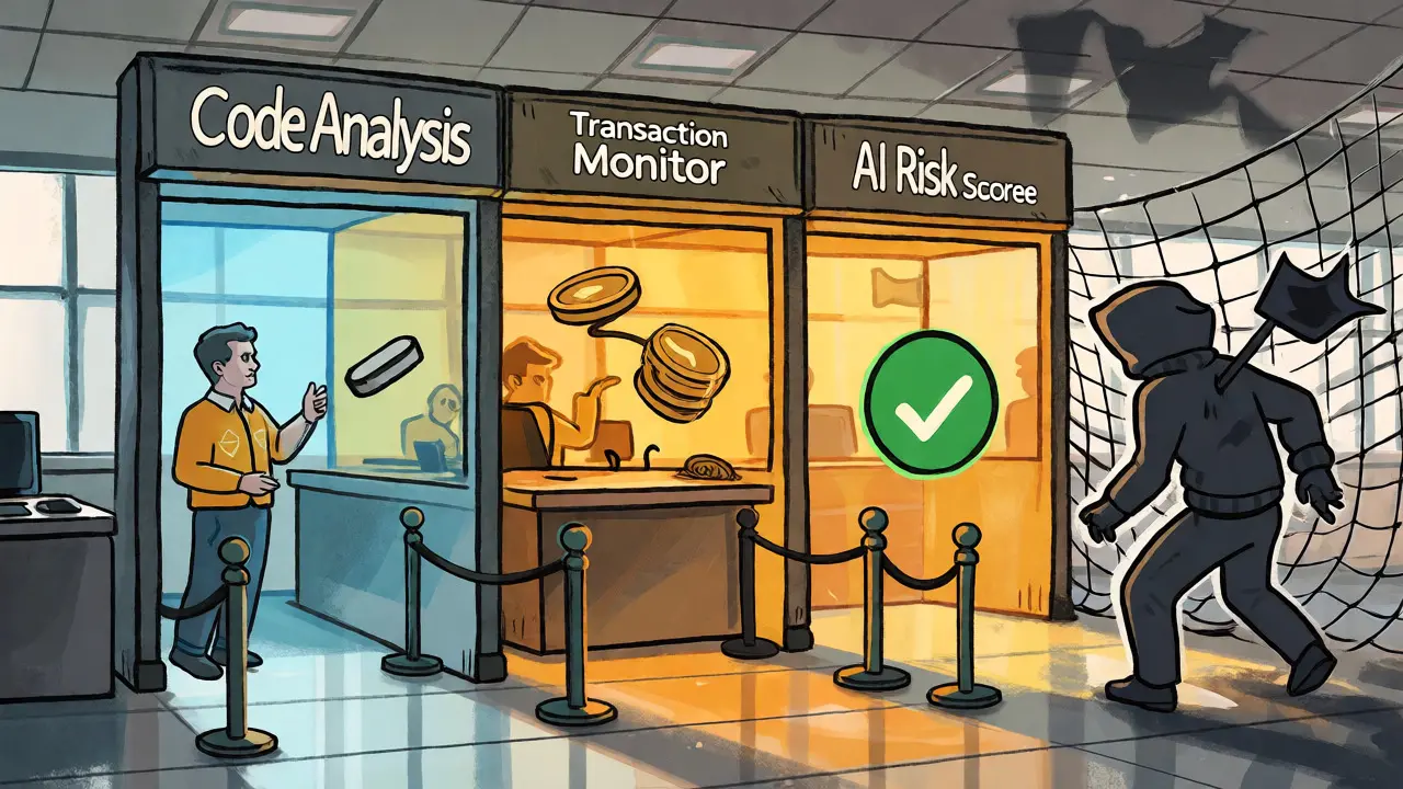 Layered security system catching a crypto scammer