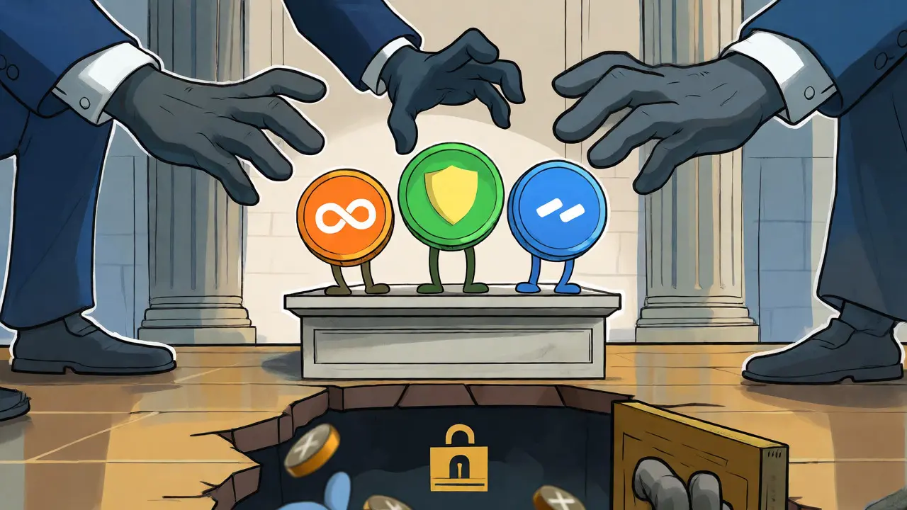 Privacy coins slipping away from regulatory oversight in a hand-drawn illustration.